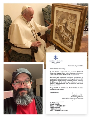 Pope Francis’ Coffee-Painted Portrait by Erguvan Art & Academy CEO Dr. Ali Karatay Presented at the Vatican